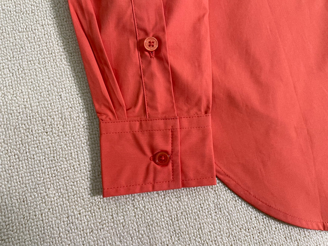 Toteme Women Blouse Shirt Cotton Spring Fall Front Button Red Long Sleeve Oversize 2503075TT