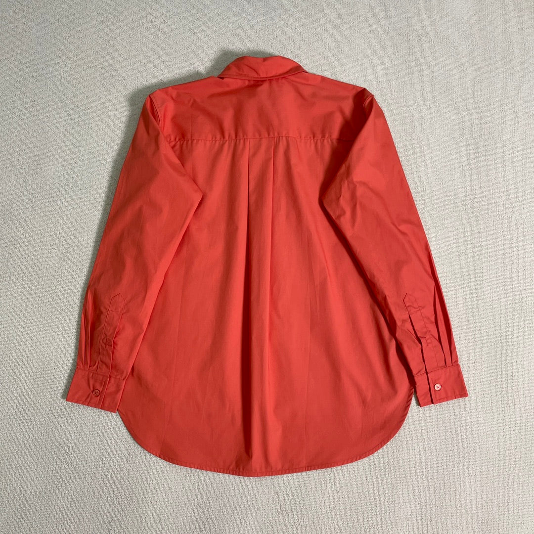 Toteme Women Blouse Shirt Cotton Spring Fall Front Button Red Long Sleeve Oversize 2503075TT