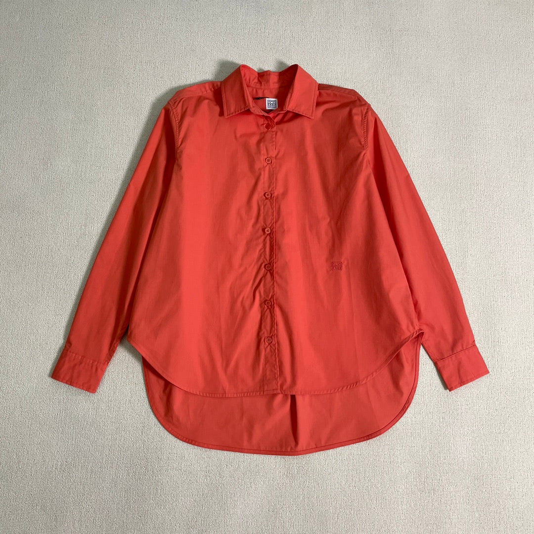Toteme Women Blouse Shirt Cotton Spring Fall Front Button Red Long Sleeve Oversize 2503075TT