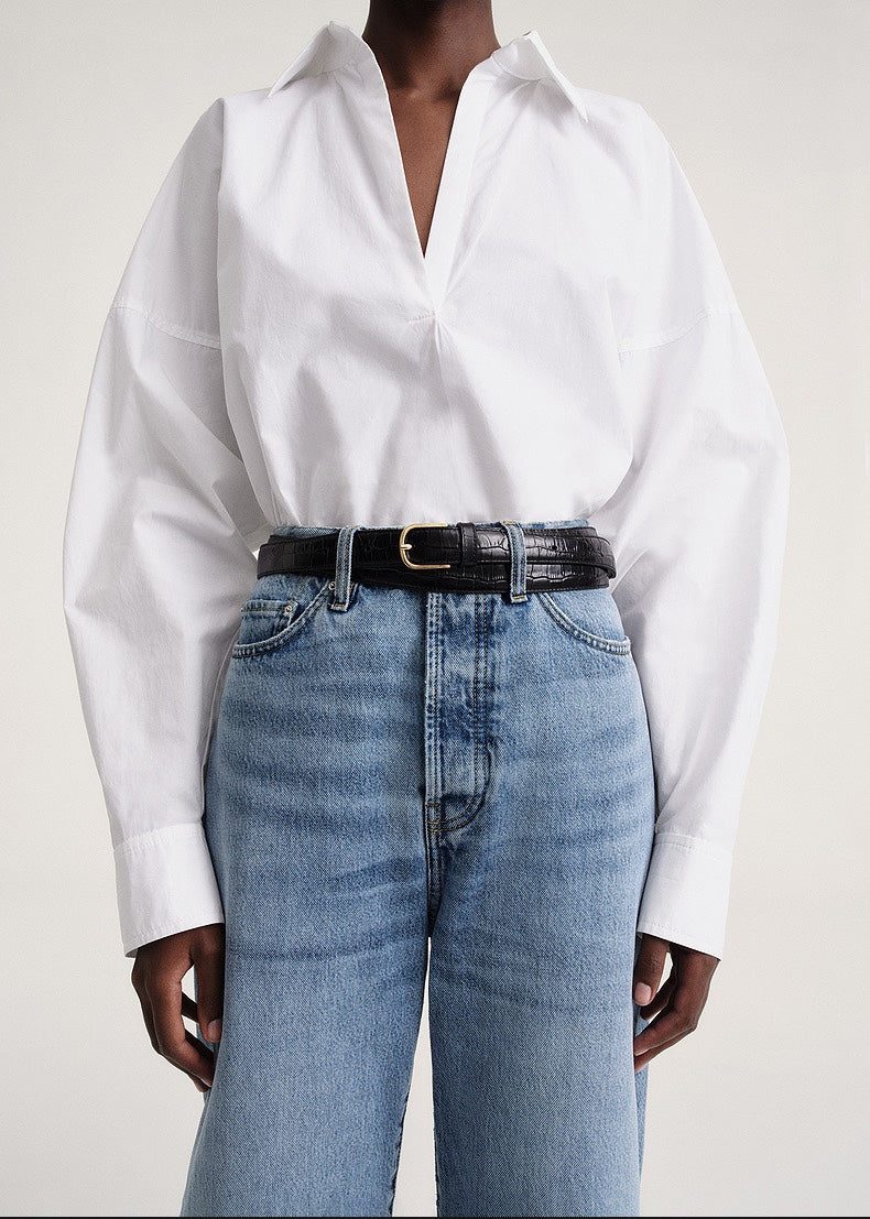 Toteme women shirt blouse cotton solid color black white yellow long sleeve oversize Fall/Autumn season 2302022TT