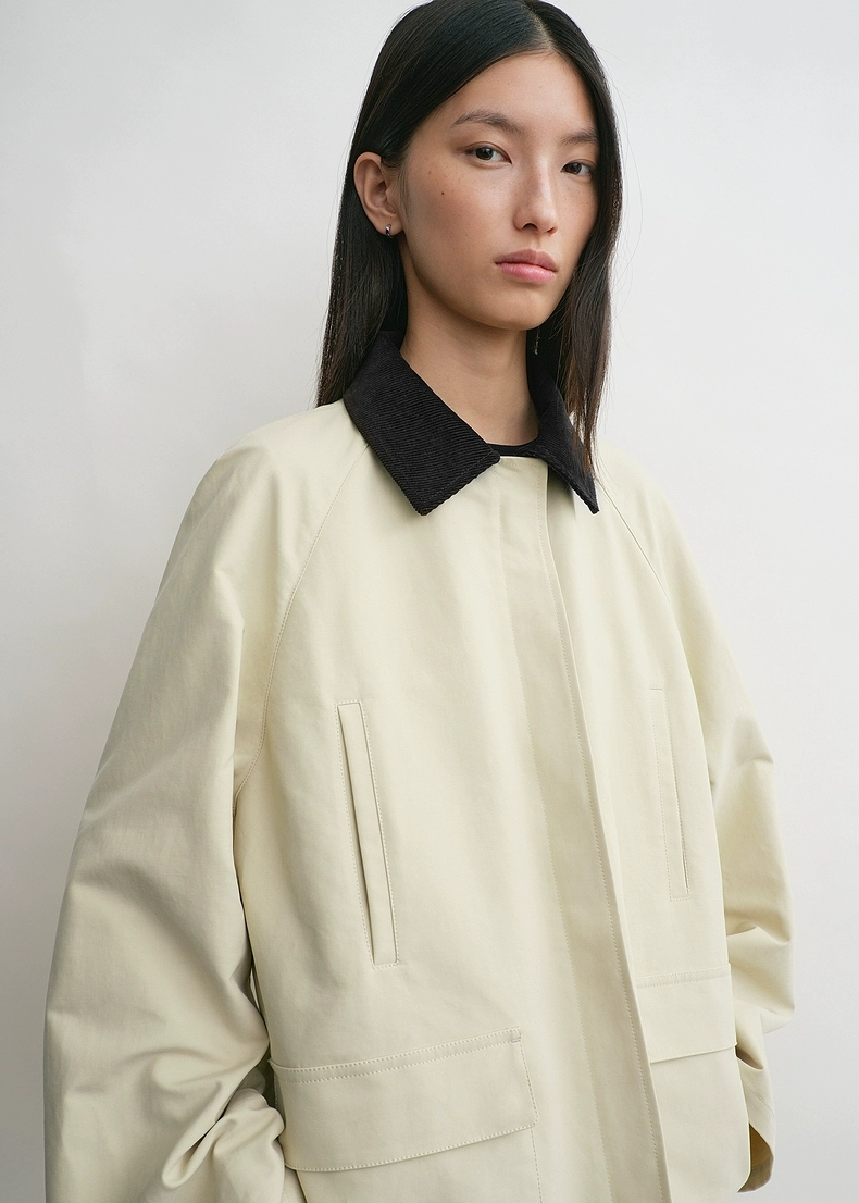 Toteme Summer Country jacket Cotton Beige Color front press-stud and zip pockets corduroy collar 2503023TT