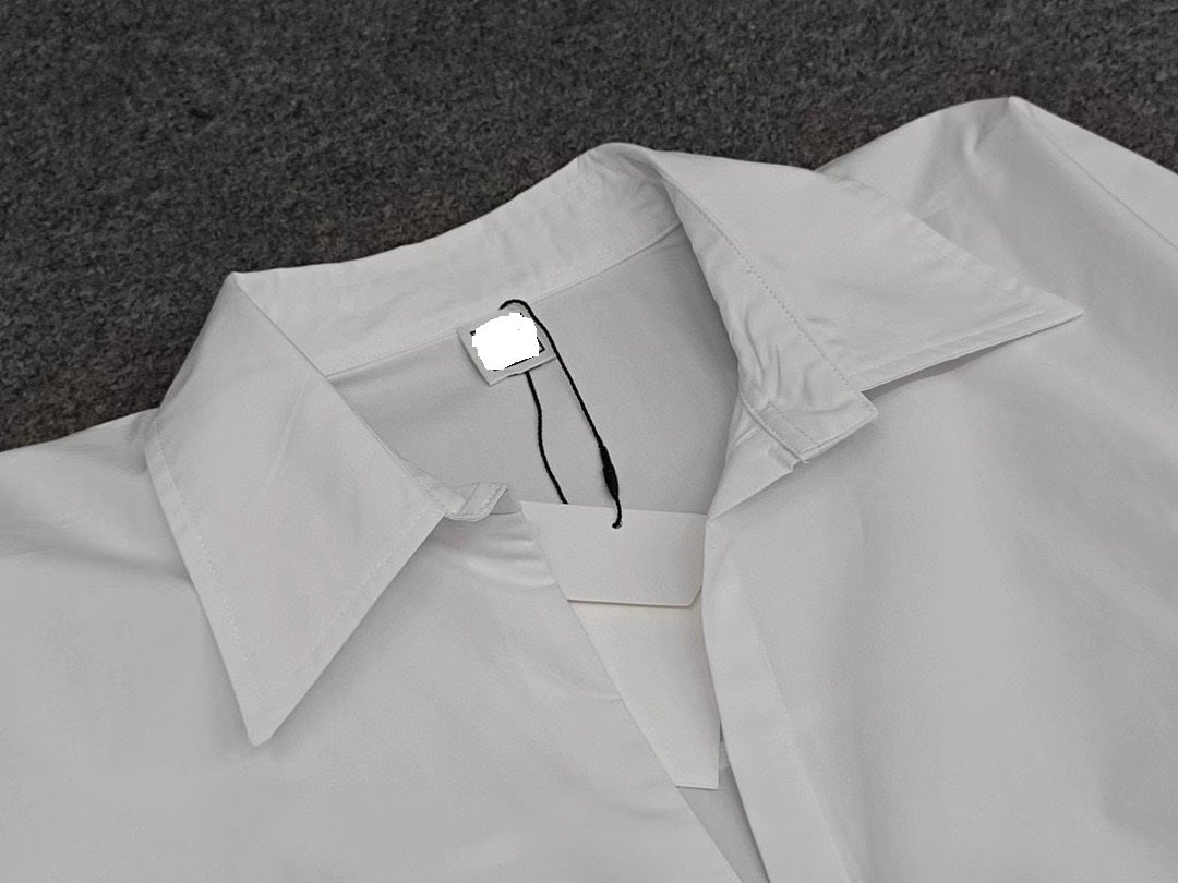 2302022TT Toteme Women Shirt Blouse Pull-over Cotton Long Sleeve V-Neck Oversize Turndown-Collar
