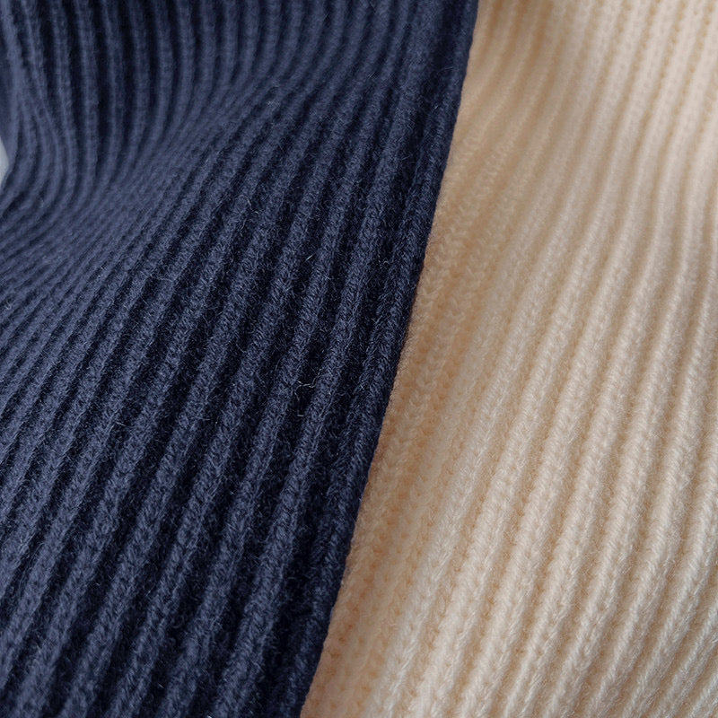 Toteme Winter Sweater Stand Neck Knit Pullover Wool Khaki Dark Blue Flare Long Sleeve Loose 2310017TT