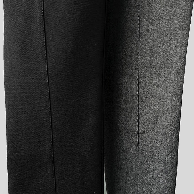 Toteme Women Slim Pants Long Trousers Black Gray Back Slit Front-Back Pocket Viscose Blended 2312017TT