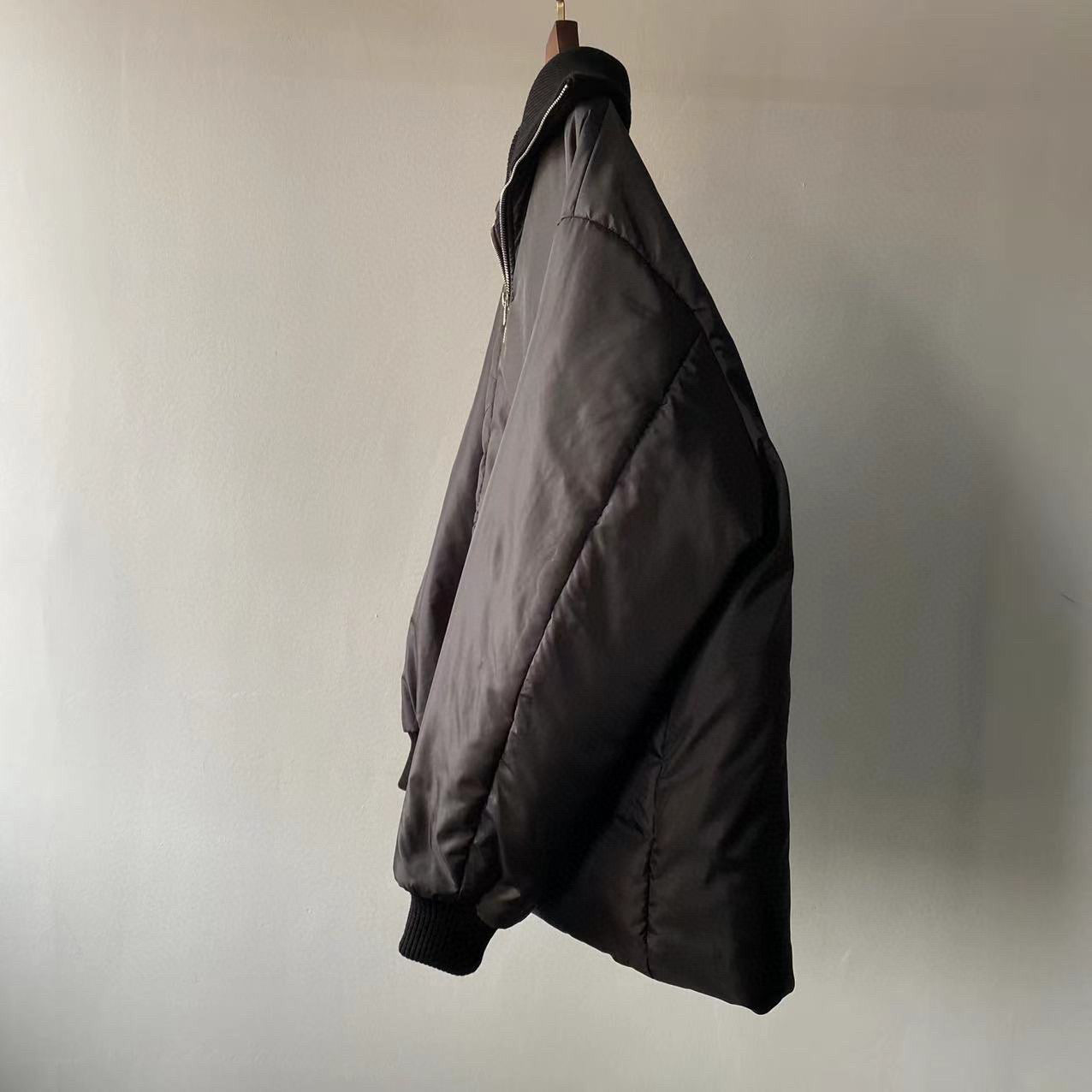Toteme Winter Jacket Black Ribed Stand Collar Black Full Sleeve Oversize Pockets Front Zipper 2211045TT