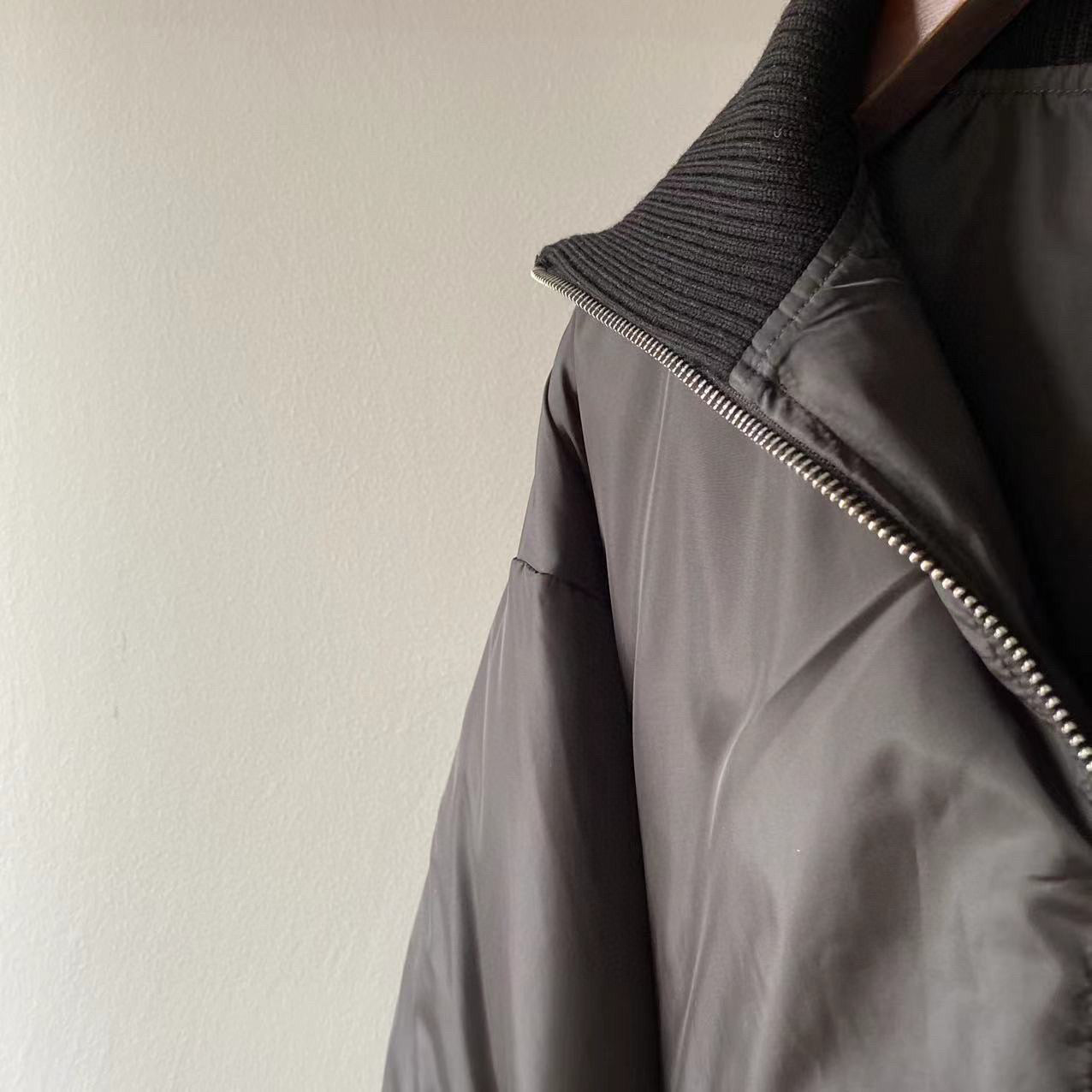 Toteme Winter Jacket Black Ribed Stand Collar Black Full Sleeve Oversize Pockets Front Zipper 2211045TT