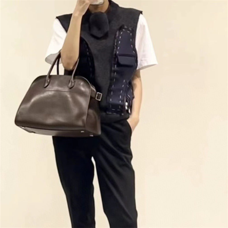 The Row Women Handbags Calfskin Zipper Shell Shape Tote Bag Double Handles Shoulder bags Black Brown Coffee 2501053TR
