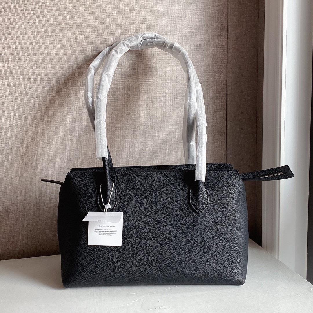 The Row Women Handbags Shoulder Bags Leather Minimalist Tote Bags Brown Black Zipper Double Handles Square Shape 2501052TR