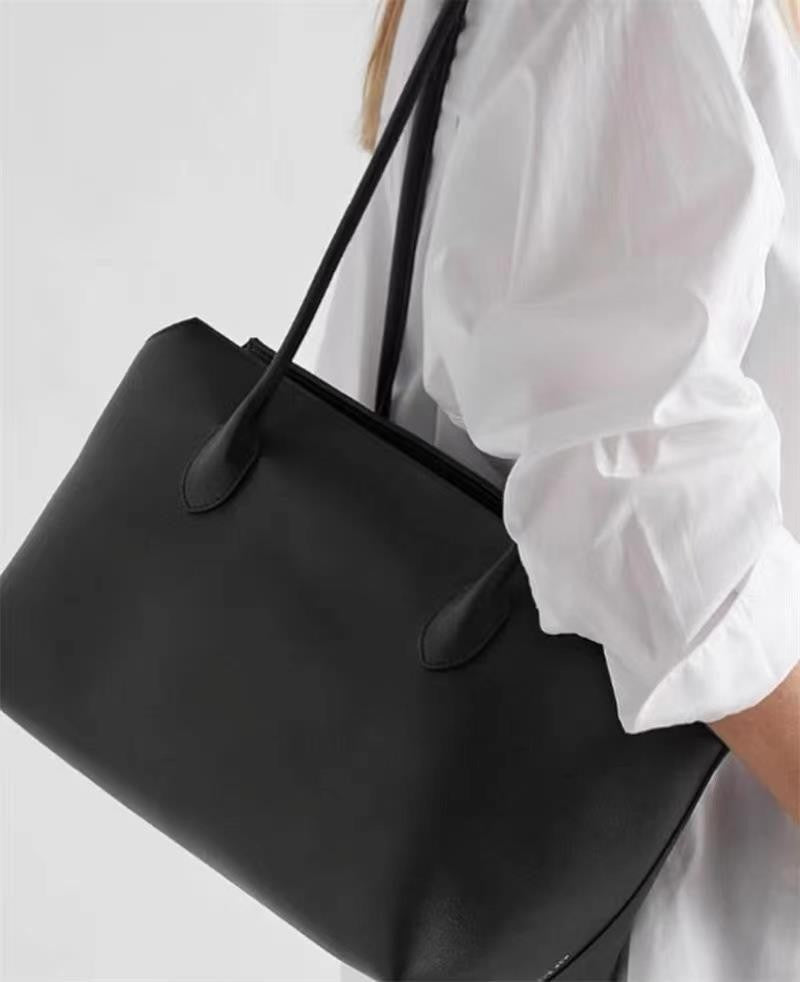 The Row Women Handbags Shoulder Bags Leather Minimalist Tote Bags Brown Black Zipper Double Handles Square Shape 2501052TR