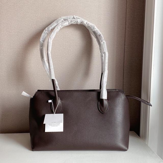 The Row Women Handbags Shoulder Bags Leather Minimalist Tote Bags Brown Black Zipper Double Handles Square Shape 2501052TR