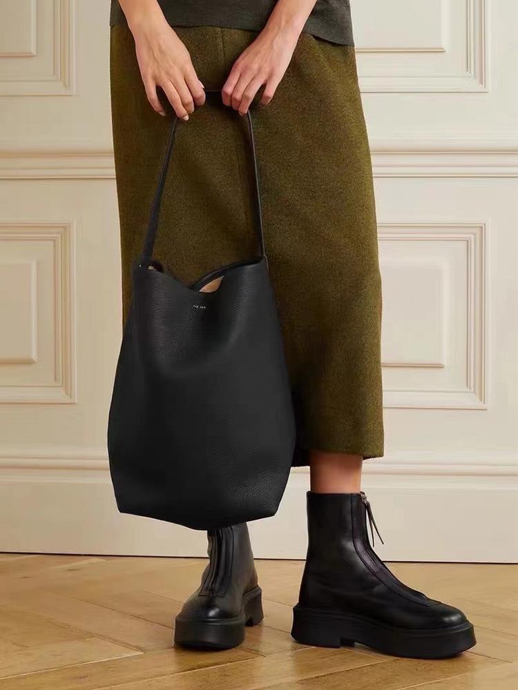The Row Handbag Tote Bag for Women Calf Skin Brown Black Beige Gray Medium Size Zipper-Free 2501051TR