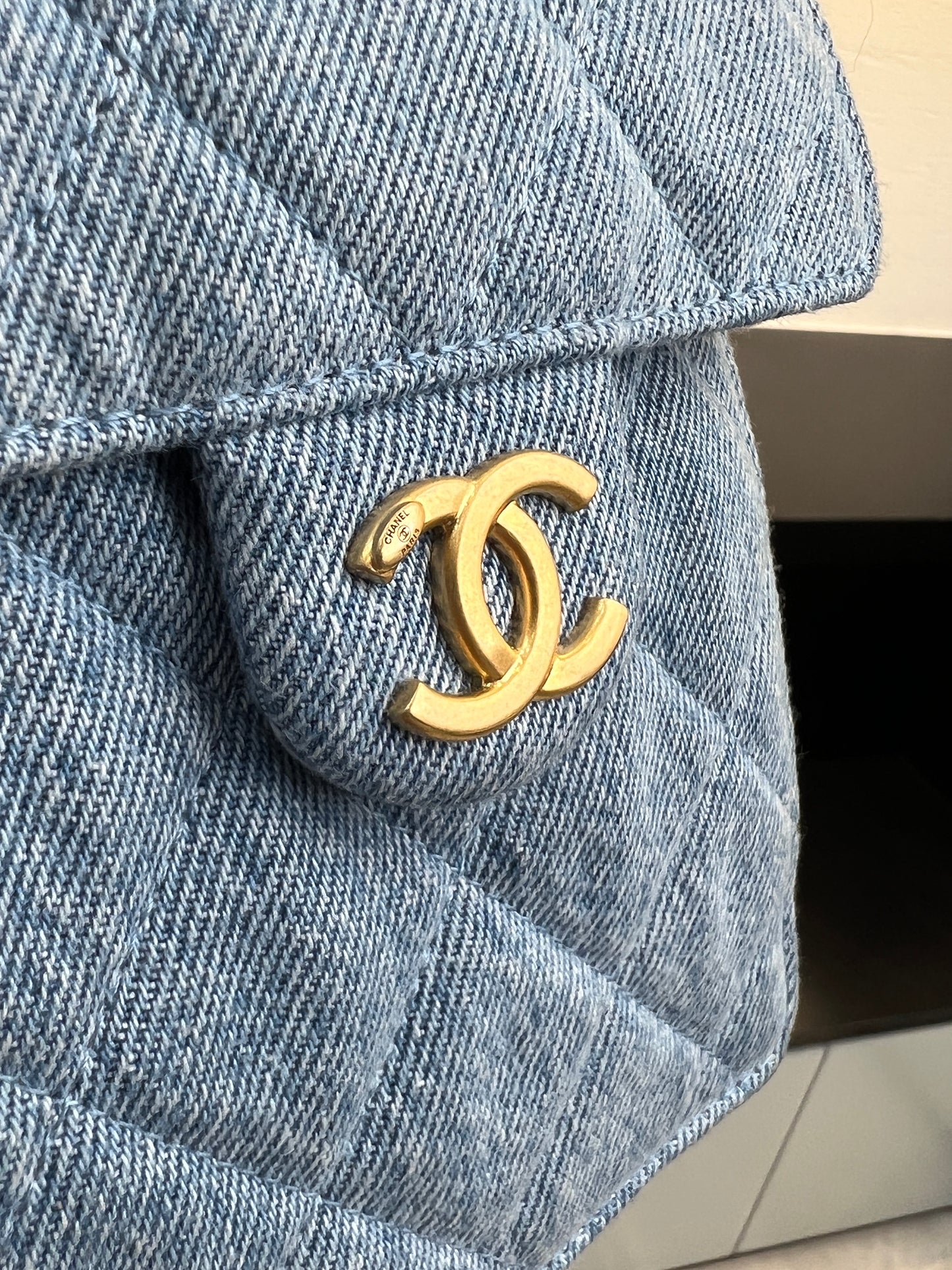Ch@nnel 25 Bag Handbag denim size S light blue metal strap logo buckle 2506069CH