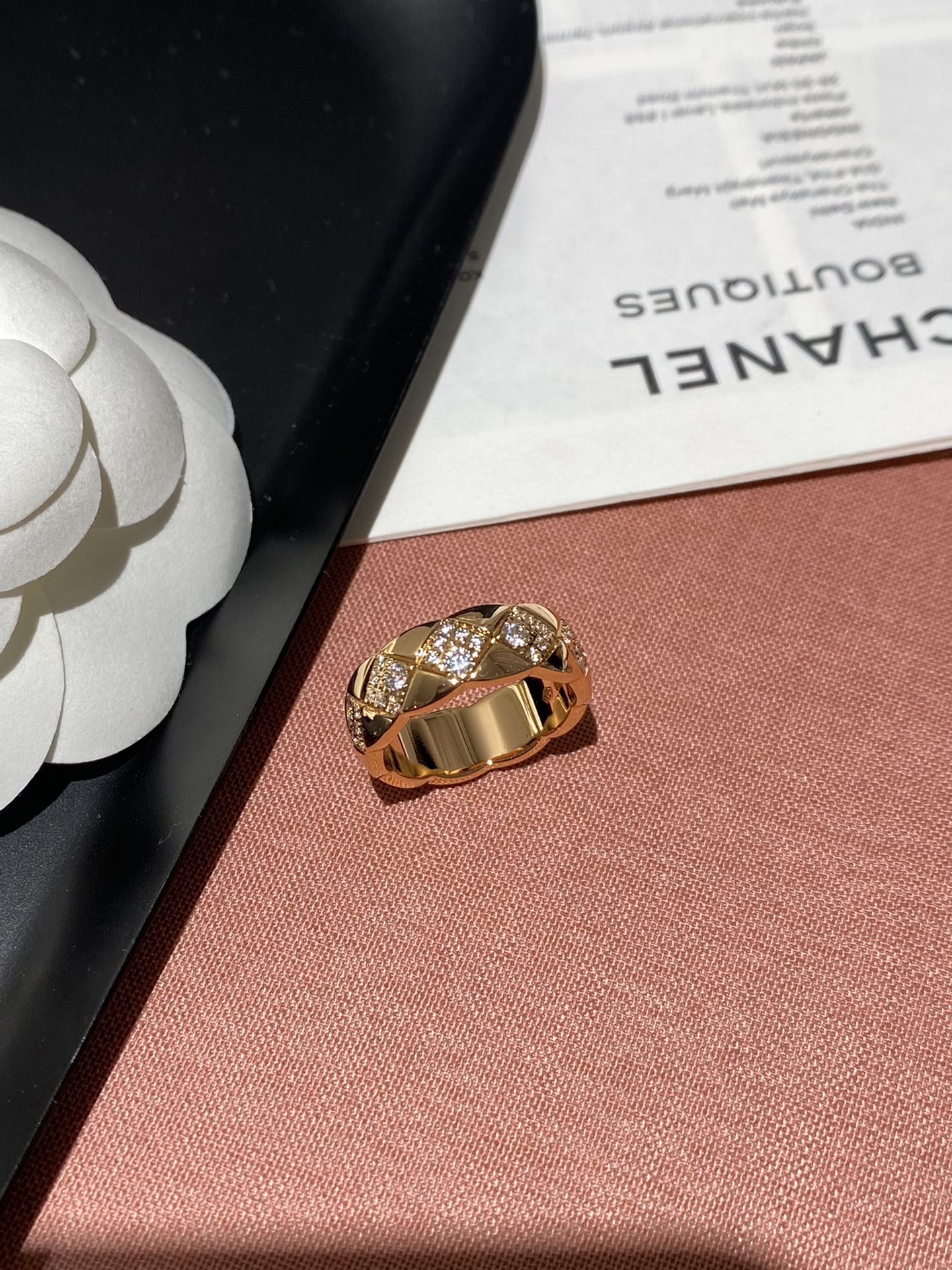 Chanel Coco Crush Rings Gold Silver Full Rhinestone Rhombus