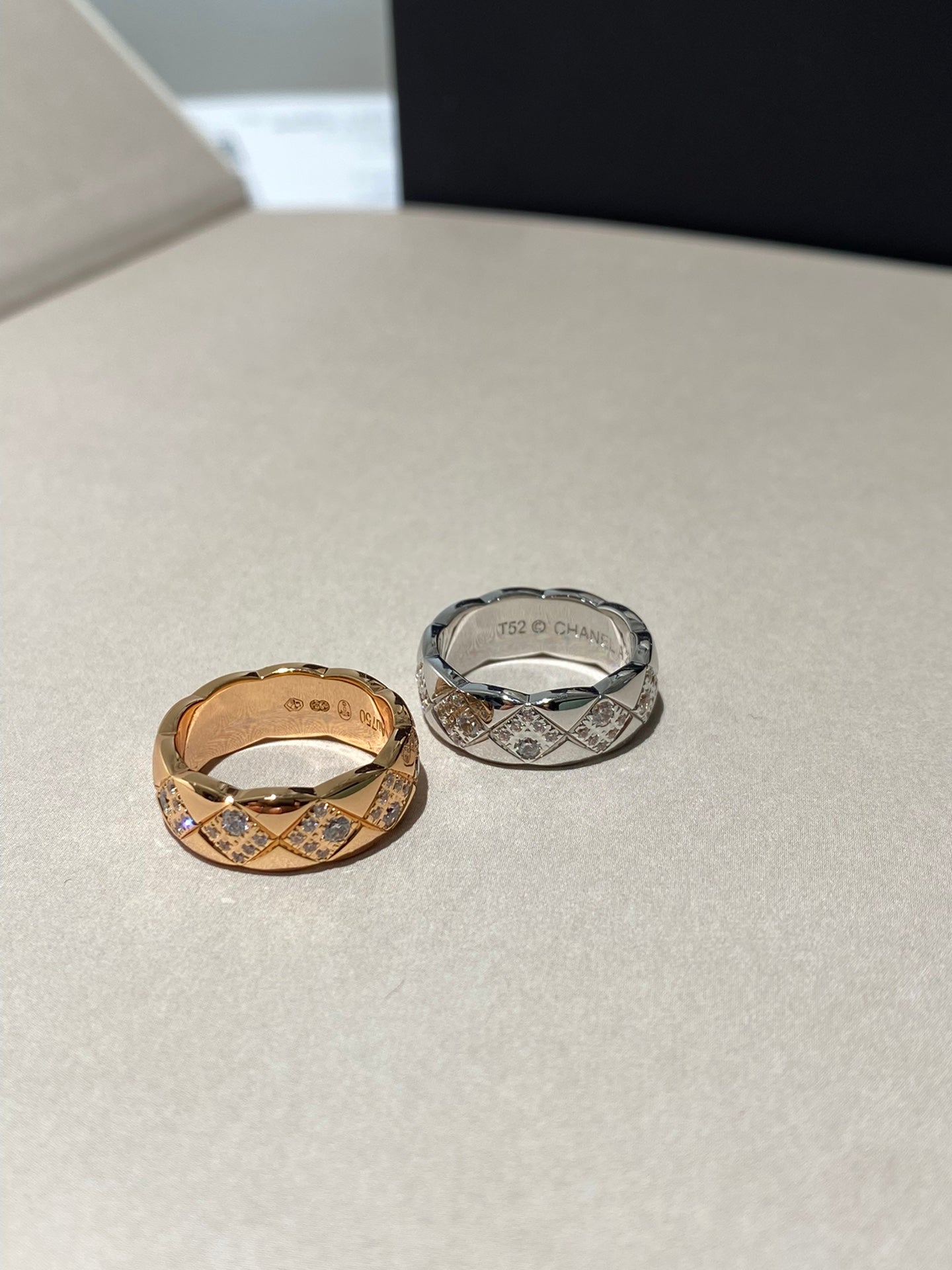 Chanel Coco Crush Rings Gold Silver Full Rhinestone Rhombus