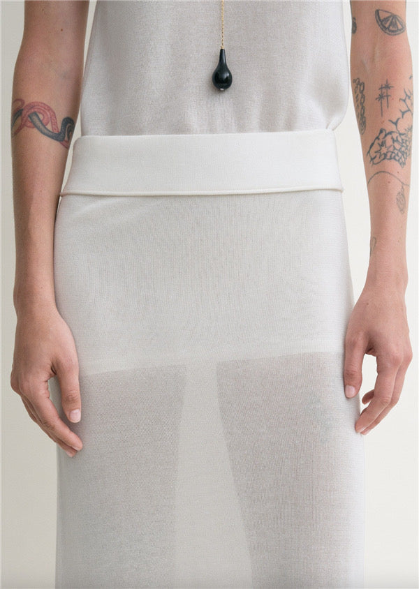 Toteme knitted skirt elasticated waistband pull-on style straight hem white Black Lyocell blended 2505094TT