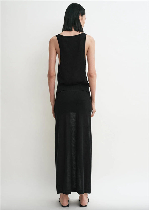 Toteme knitted skirt elasticated waistband pull-on style straight hem white Black Lyocell blended 2505094TT
