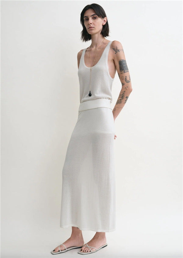 Toteme knitted skirt elasticated waistband pull-on style straight hem white Black Lyocell blended 2505094TT