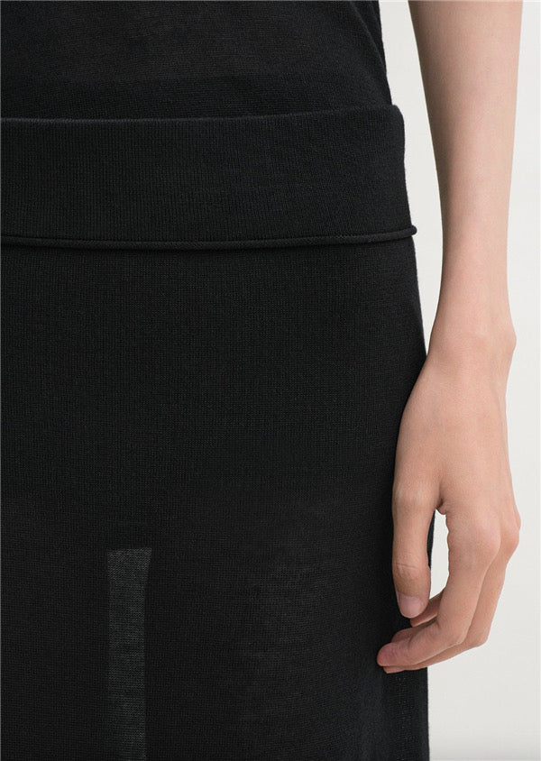 Toteme knitted skirt elasticated waistband pull-on style straight hem white Black Lyocell blended 2505094TT