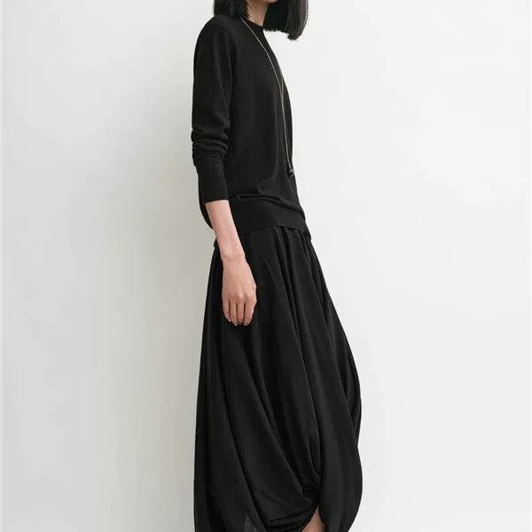 Toteme Cocoon skirt rear zip lyocell cotton blended draped design high-waisted asymmetric hem 2505092TT