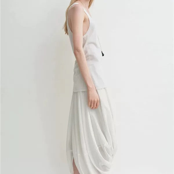 Toteme Cocoon skirt rear zip lyocell cotton blended draped design high-waisted asymmetric hem 2505092TT