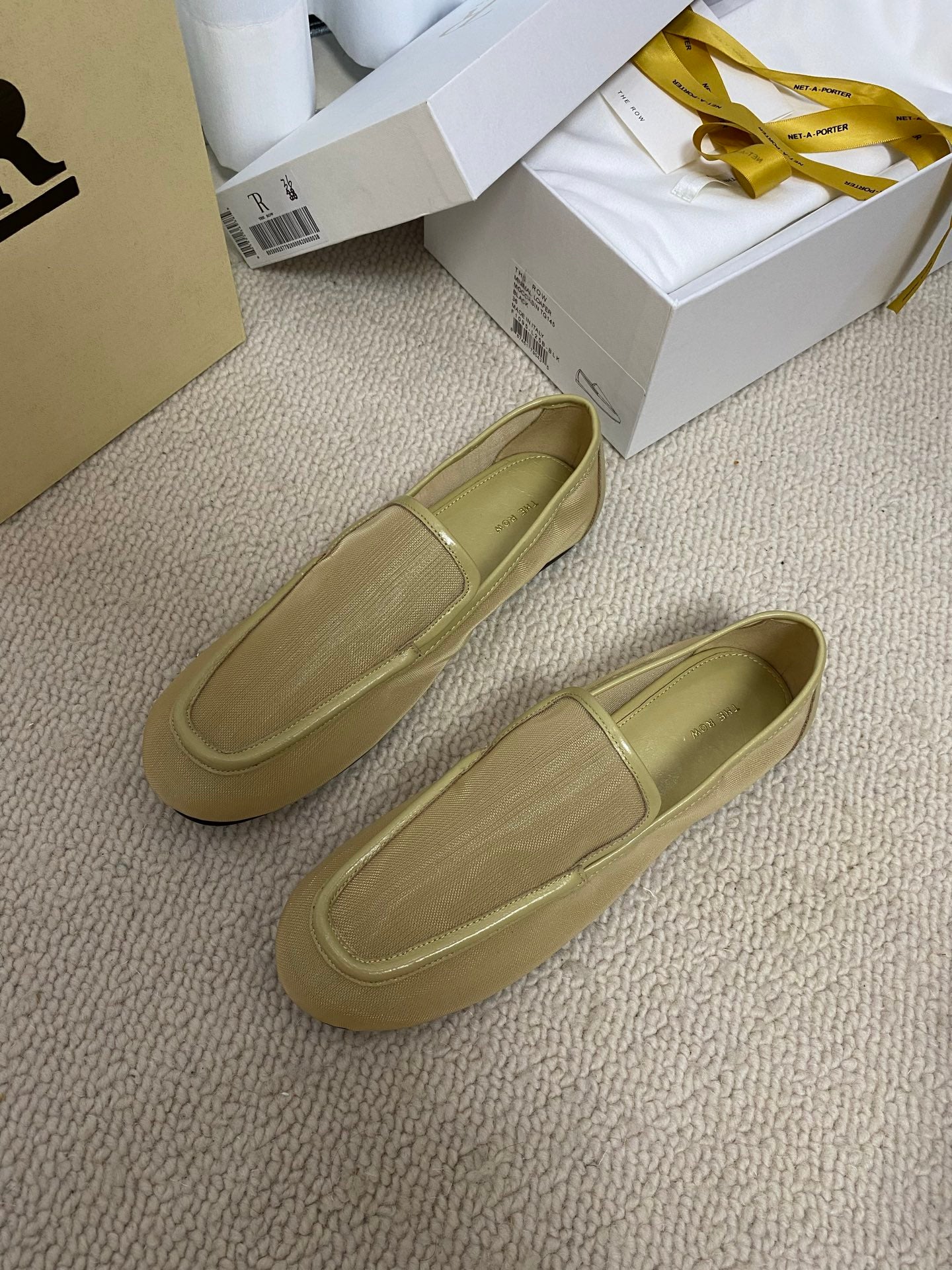 The Row Breathable Mesh Fairy Loafers camel black white rubber sole leather pad summer 2505044TR