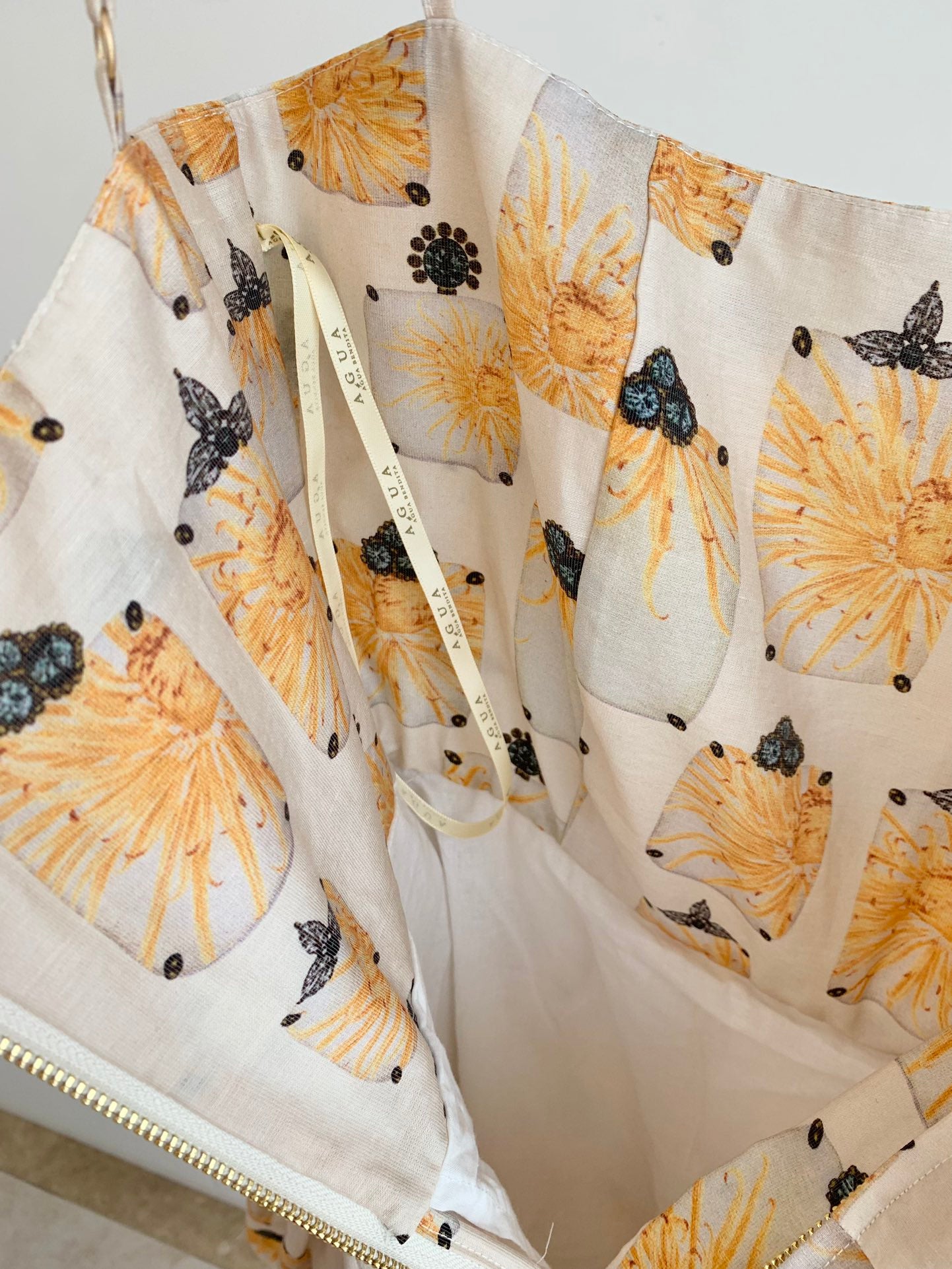 Agua camisole mini dress yellow floral print sleeveless rheinstone shoulder strape back-zip 2504114Agu