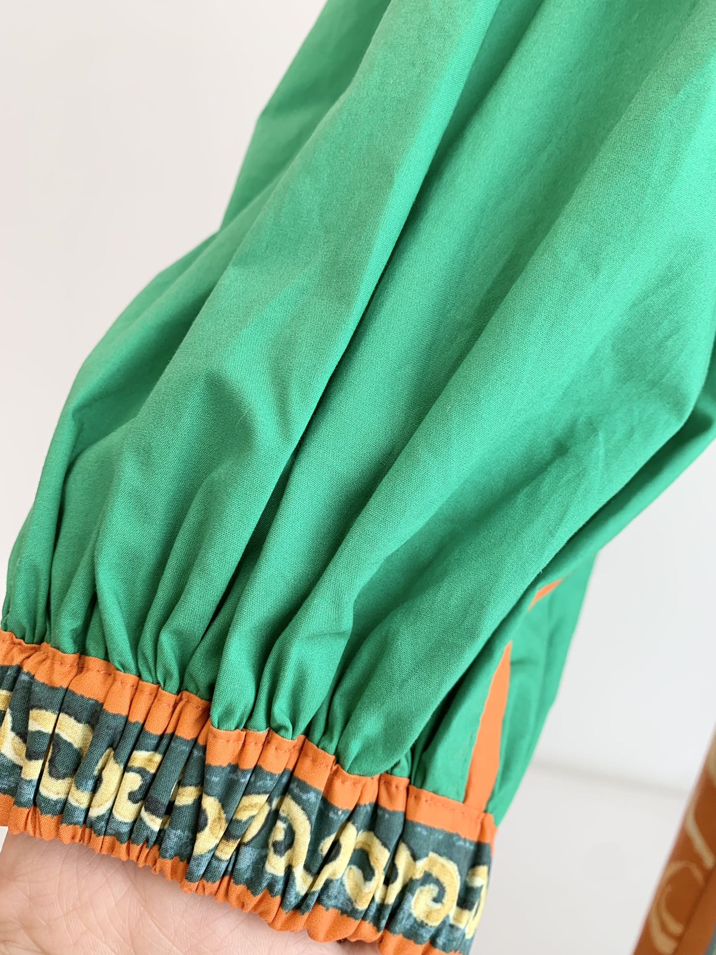 Alemais Lucky Pace shirt Midi dress apple green front button mock neck long puff sleeves 2507027AL