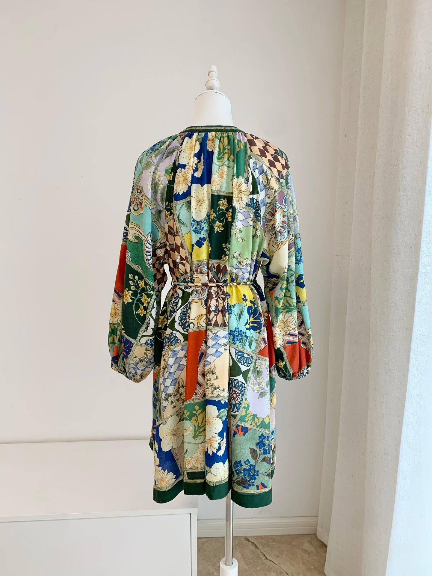 Alemais Bianca mini dress multicolour floral print round neck long sleeves thigh-length 2507032AL