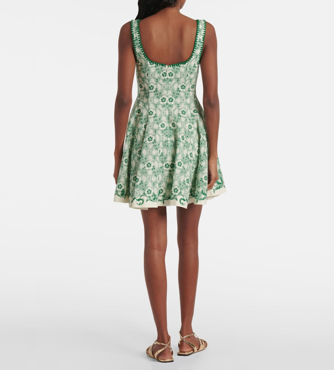Alemais Mini Dress Grass Green Rear-zip Sleeveless Floral Print Front button cotton linen 2508060AL