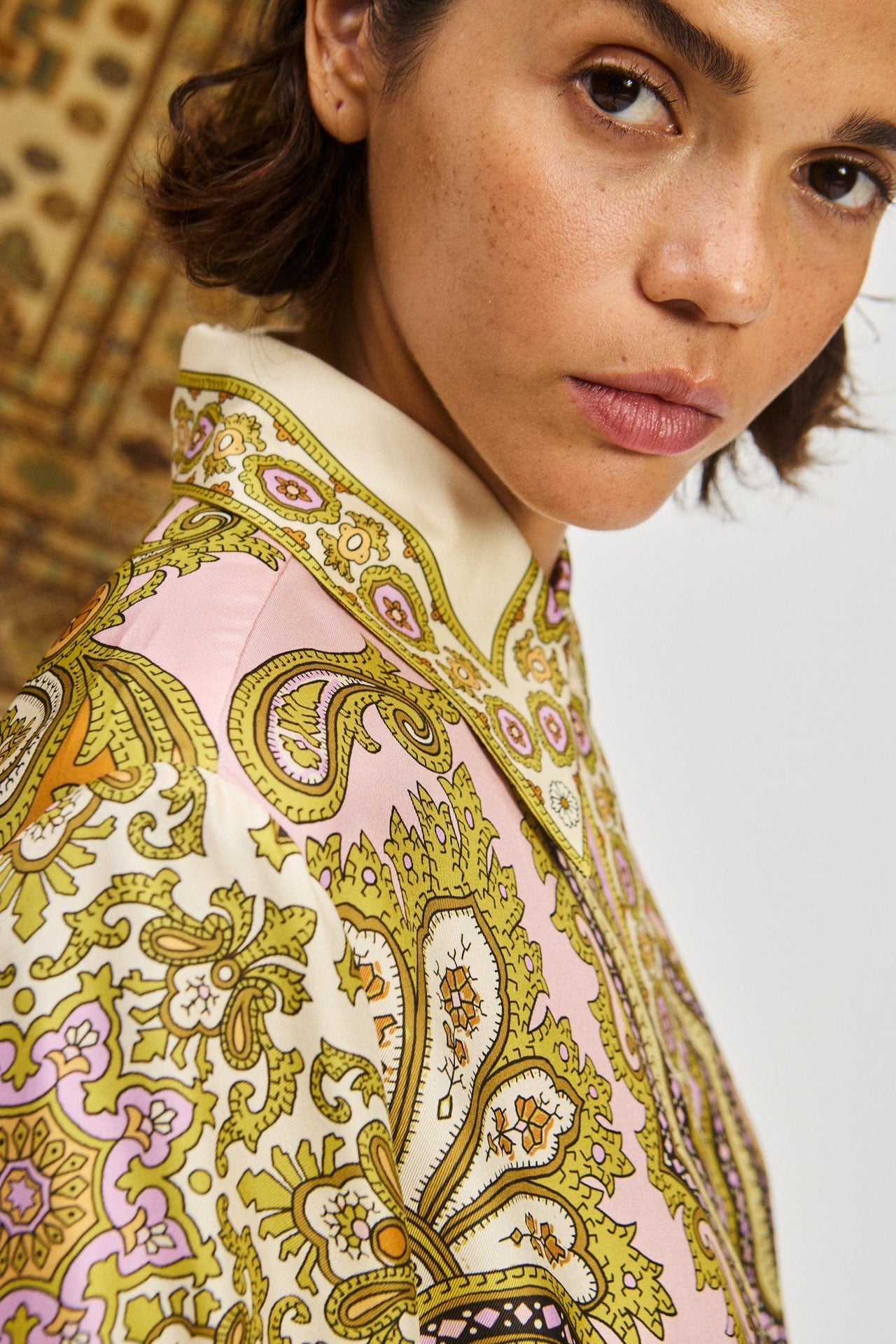Alemais paisley-print puff-sleeve maxi dress multi-colour button fastening self-tie belt 2508058AL