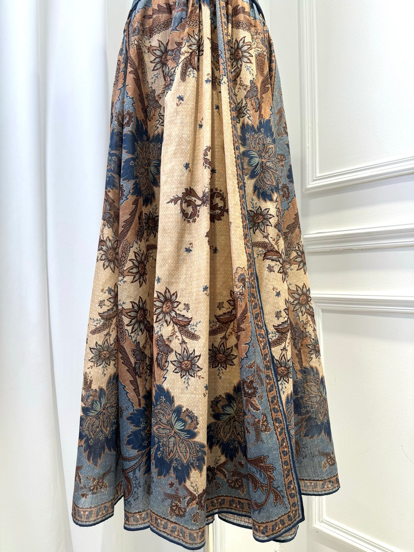 Zimmermann cotton midi dress green rear straps spaghetti straps V-Neck floral print 2506038Zim