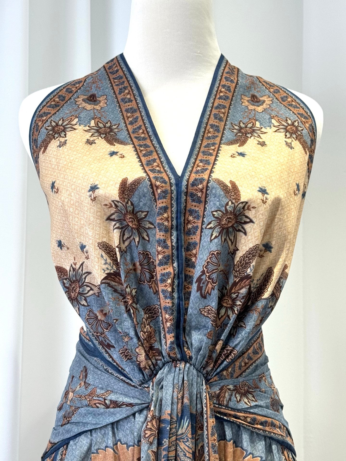 Zimmermann cotton midi dress green rear straps spaghetti straps V-Neck floral print 2506038Zim
