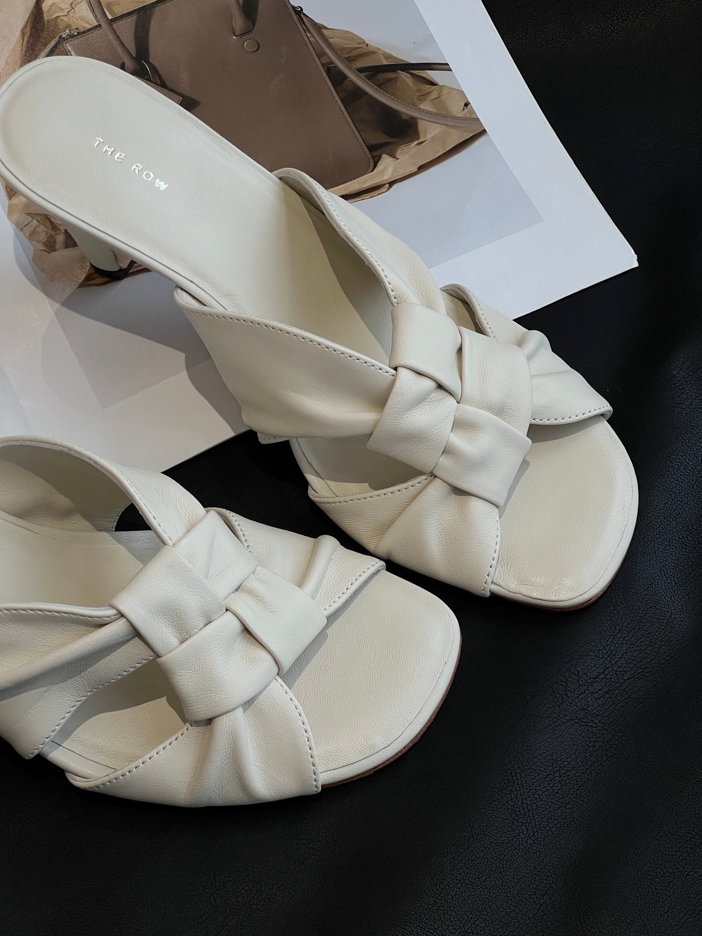 The Row Twist-knitted high-heeled slippers sheep skin leather sole 7cm heel summer 2505050tr