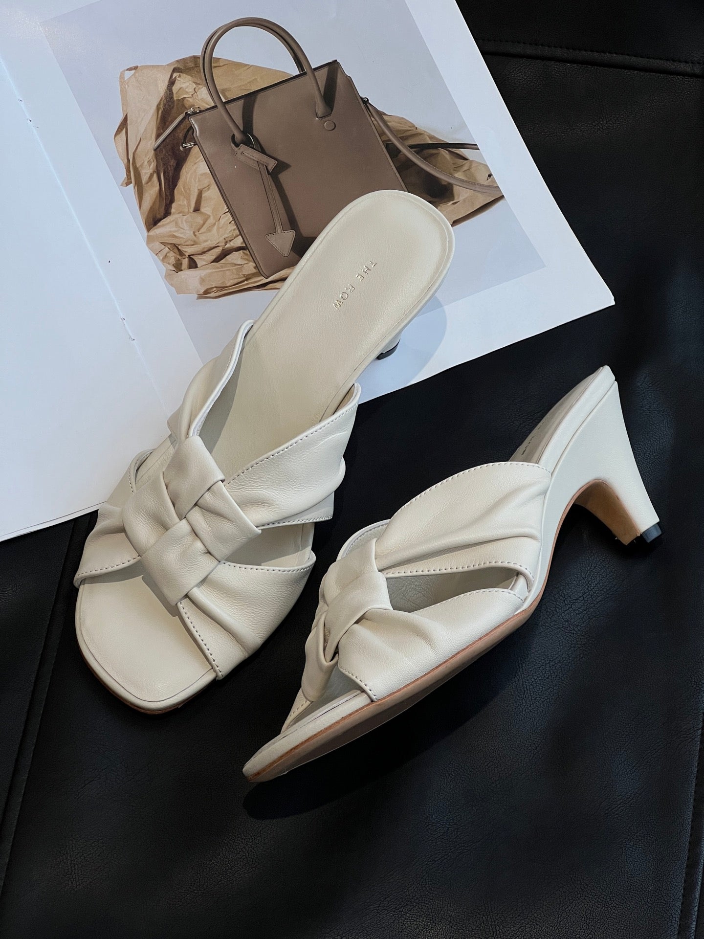 The Row Twist-knitted high-heeled slippers sheep skin leather sole 7cm heel summer 2505050tr