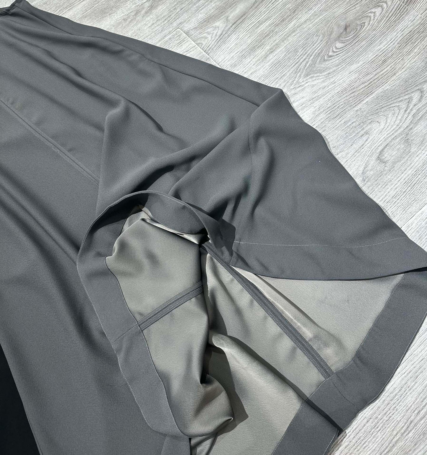Toteme Kyro crepe maxi dress black gray T-bar strap plunging V-neck rear teardrop sleeveless 2505091TT