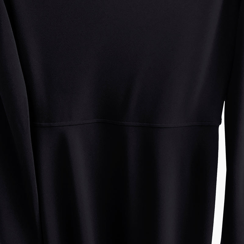 2412003TT Toteme Black Maxi Dress Viscose Long Sleeve Slim Elastic Long Length Slanted Neckline