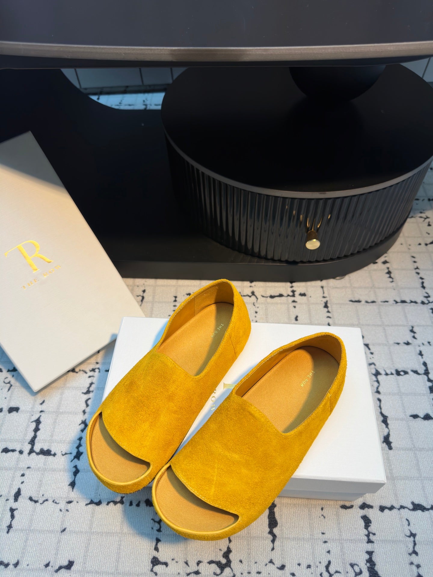 The Row Open-Toe Loafers Birkenstocks Summer Sliper Women Suede Leather TPU sole 2506014TR