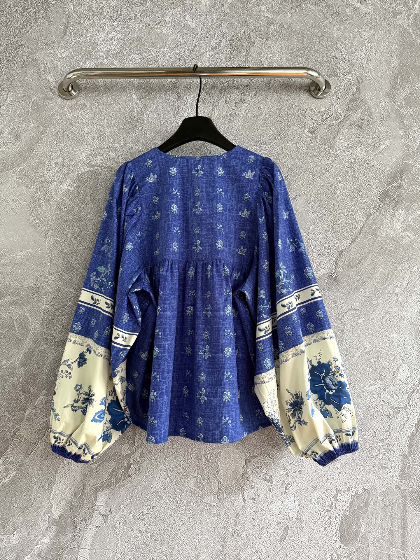 Denish Sissel Cotton shirt blue drawstring round-neck long sleeve drawstring loose pullover 2505087Sis