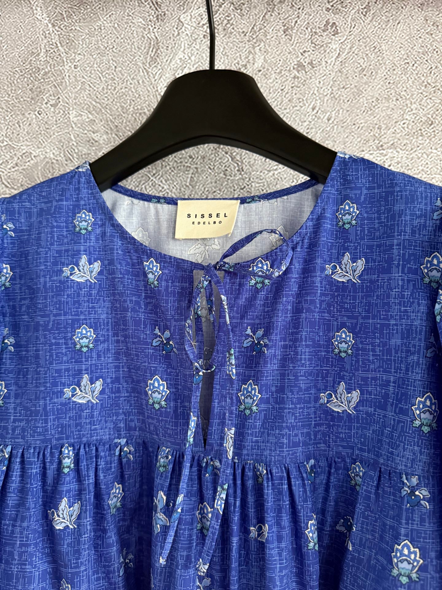 Denish Sissel Cotton shirt blue drawstring round-neck long sleeve drawstring loose pullover 2505087Sis