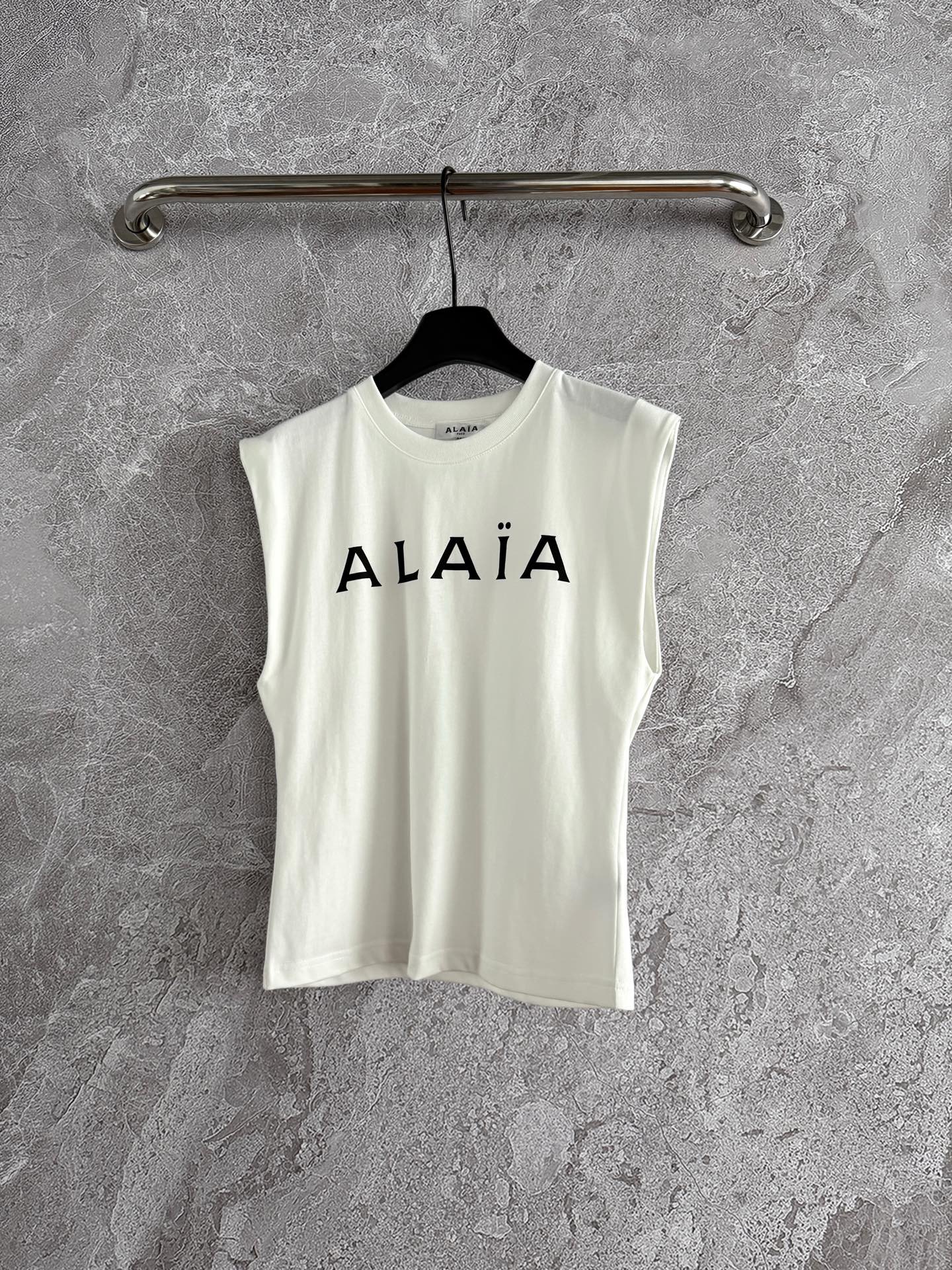 Alaia T-Shirt women tops cotton white charater print sleeveless round-neck pullover 2506085alaia