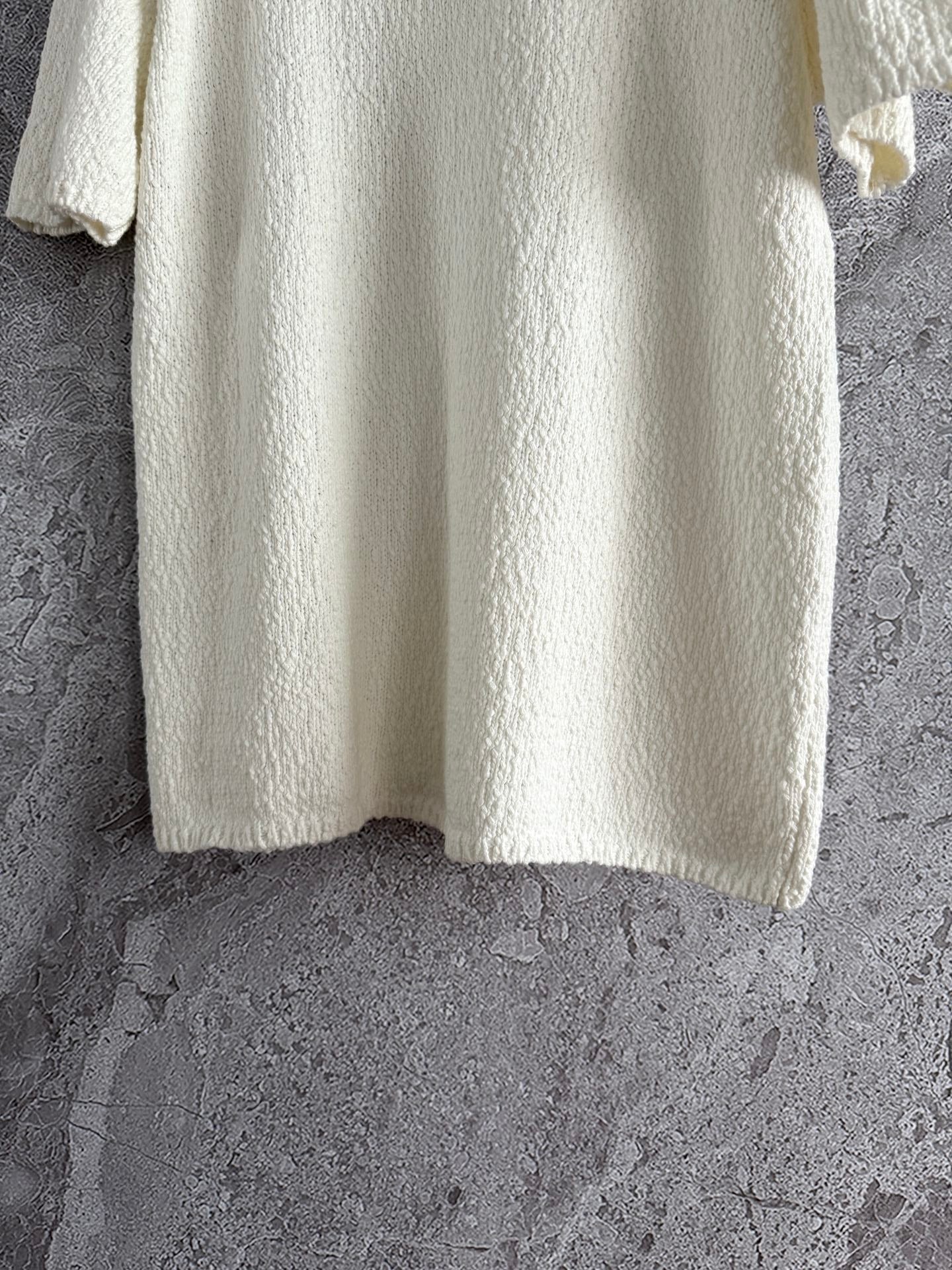 Dissh Cotton knitted Pullover Pants set beige color short sleeve wide leg tassle edge 2506074dissh