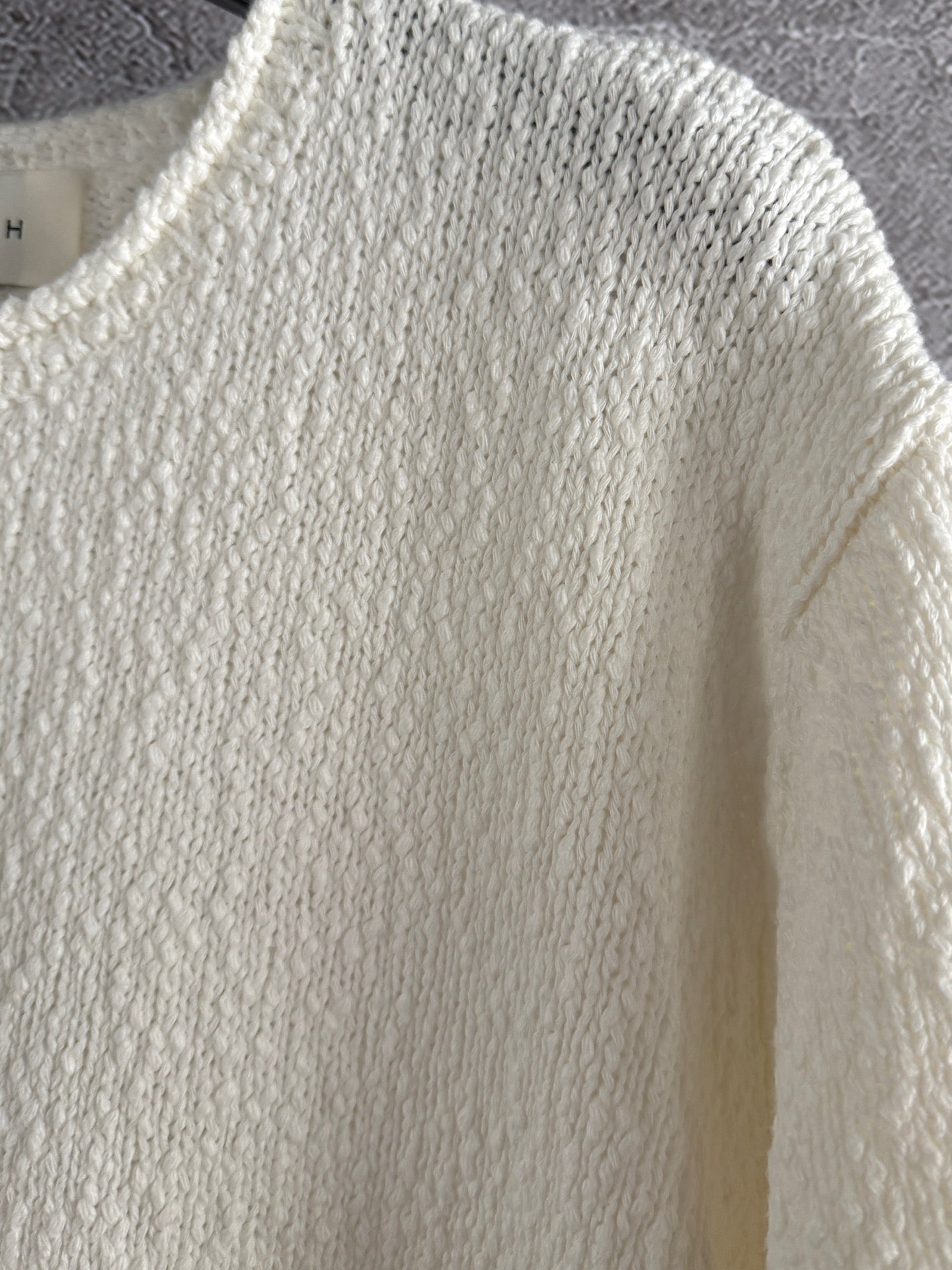 Dissh Cotton knitted Pullover Pants set beige color short sleeve wide leg tassle edge 2506074dissh