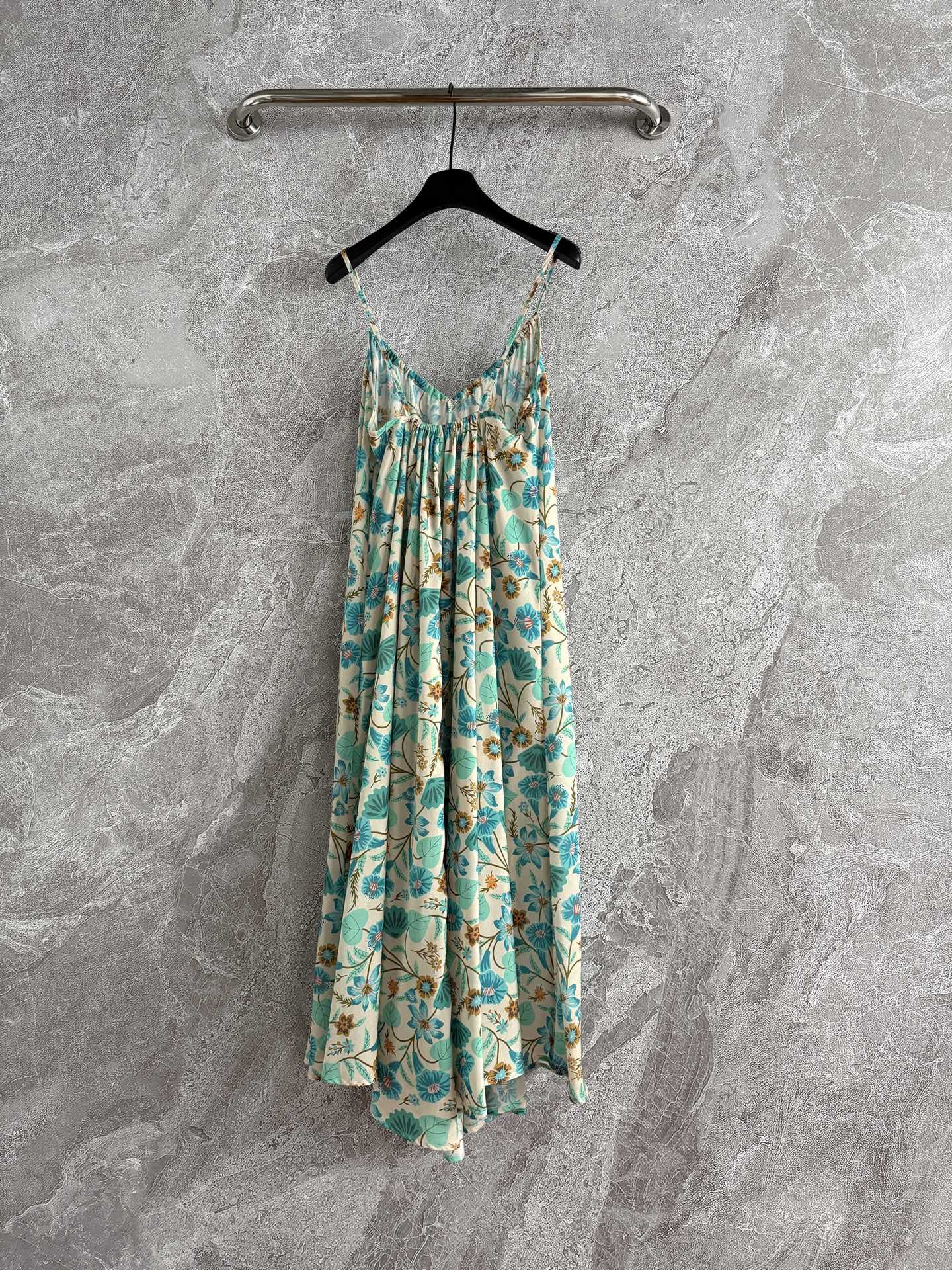 Spell Summer Midi Dress Blue Floral print sleevless spaghetti strap drawstring bust 2506049spell
