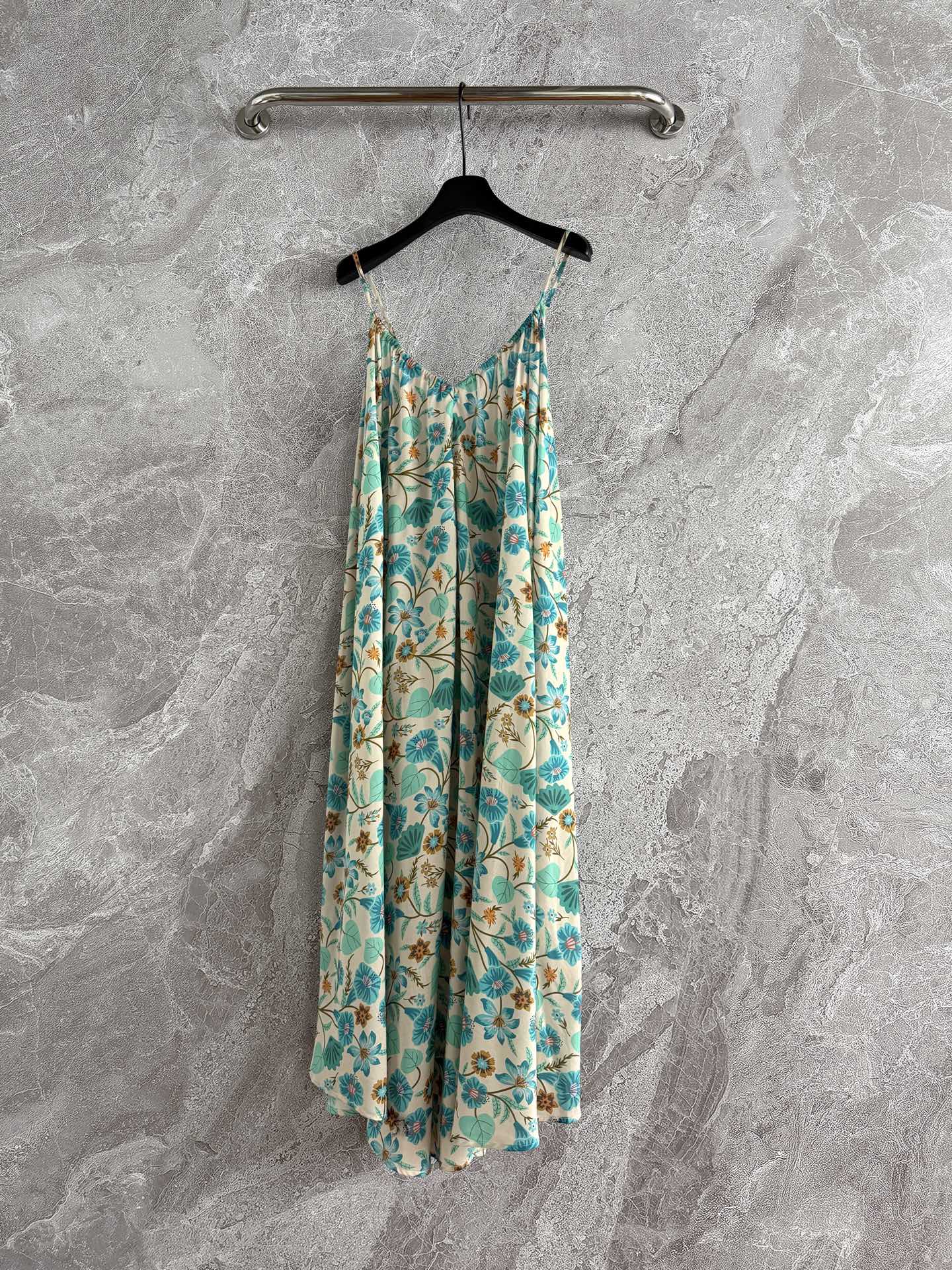 Spell Summer Midi Dress Blue Floral print sleevless spaghetti strap drawstring bust 2506049spell