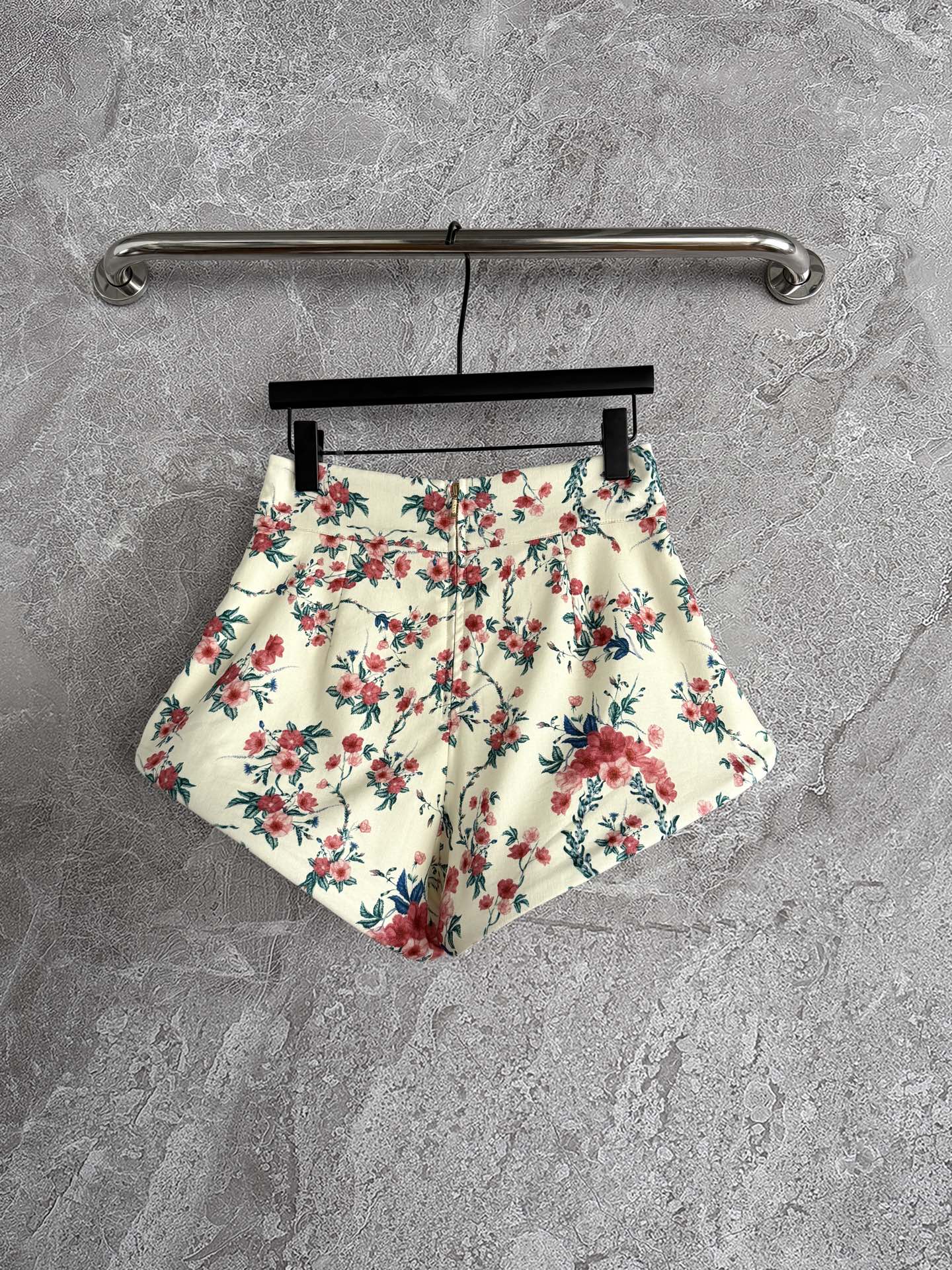 Agua shirt shorts set long puff sleeve floral print front button linen fix-waist back-zip 2506072agua