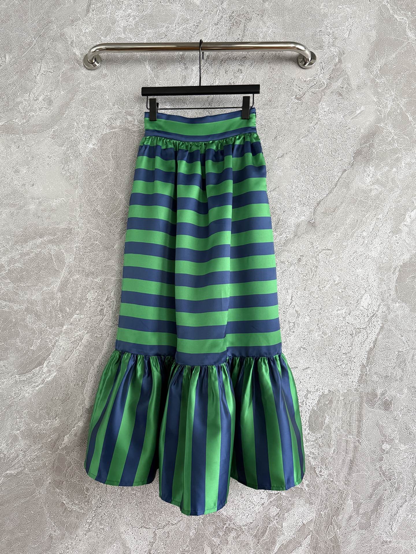 MariadelaOrden Sleeveless shirt Midi Skirt Green Stripe Chinese Knot Button High Waist 2506082marie