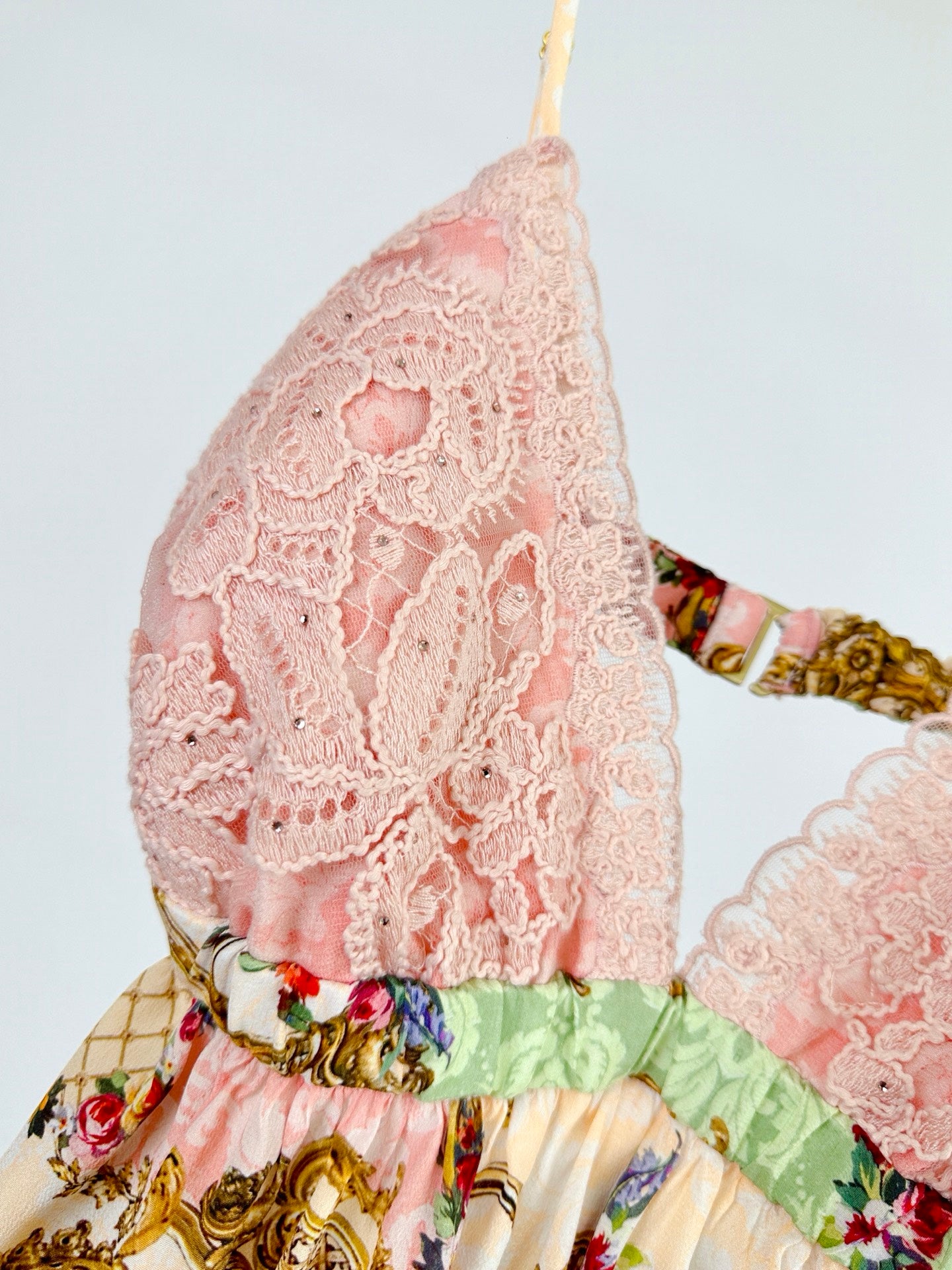 Camilla Summer Mini Dress Spaghetti V-neck sleeveless pink lace rhinestone silk backless 2506048cami