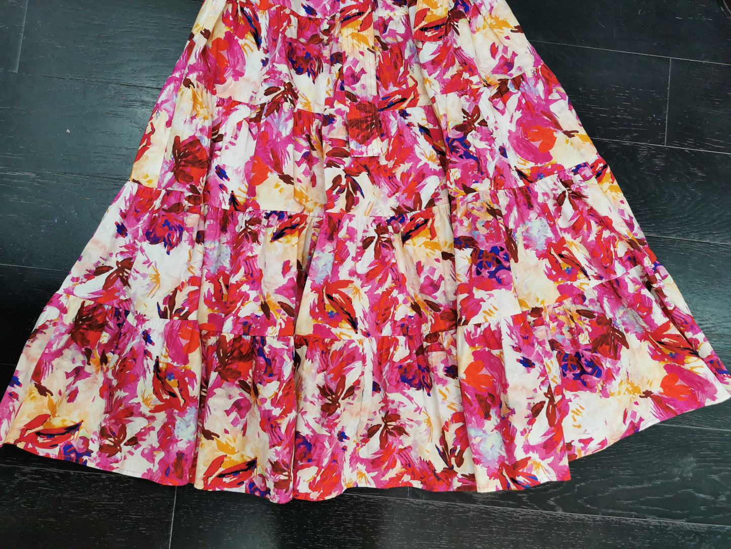 Ulla Johnson Midi Sleeve Short Puff Sleeve Pink Floral Print V-neck Holiday Style belted 2506076UJ