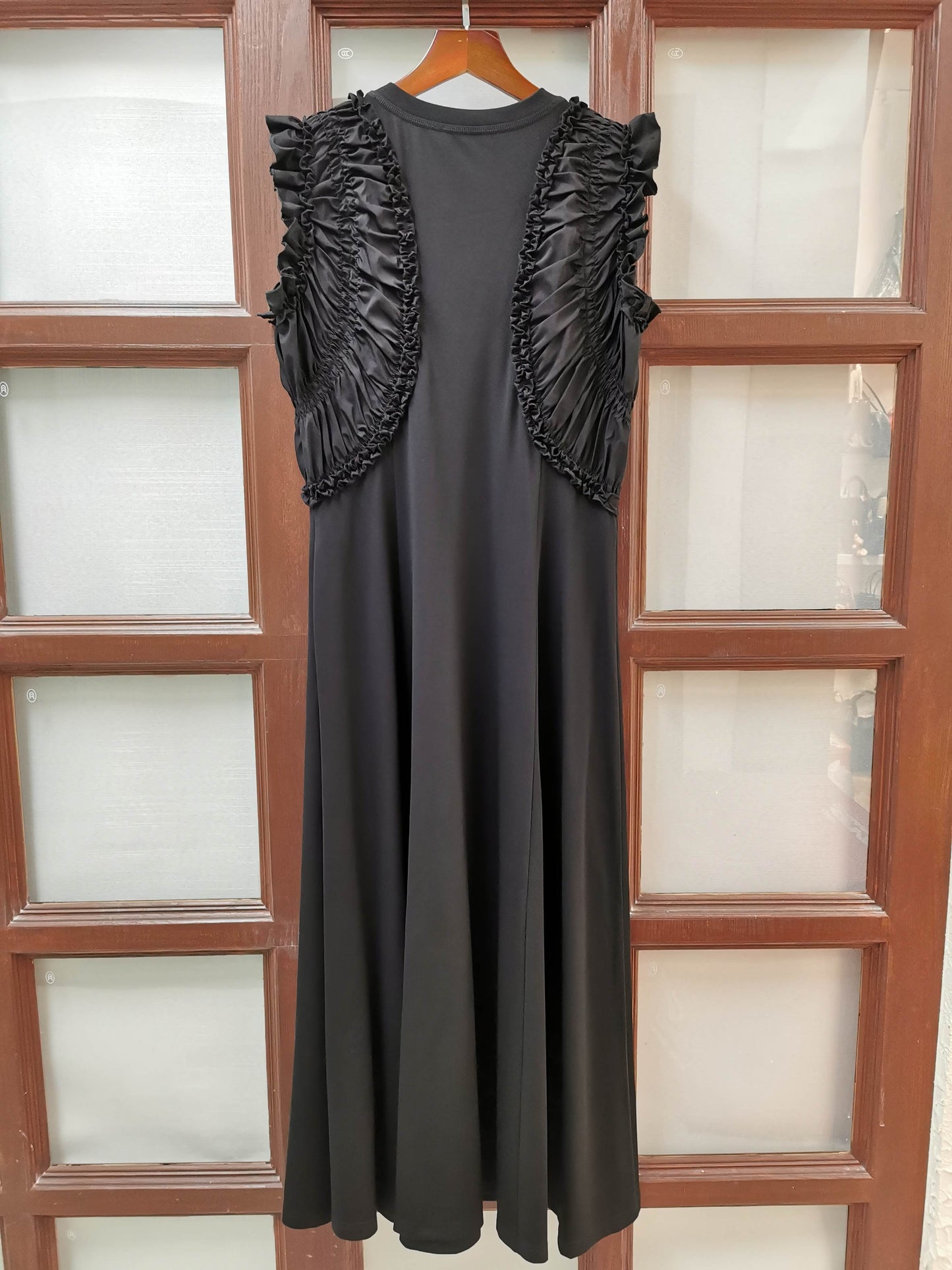 Ulla Johnson Shiva Midi Dress Summer black ruffled detailing sleeveless flared design Cotton 2506050UJ