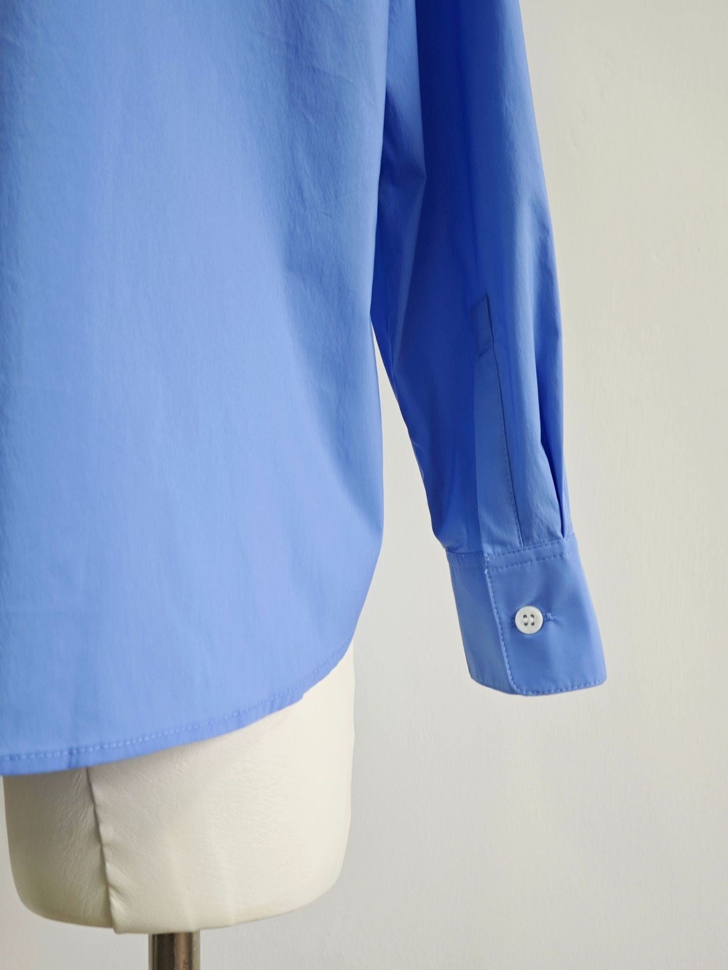 The Row Women Shirt Blouse Tops Solid Light Blue Long Sleeve Front Hide Button 2503024TR